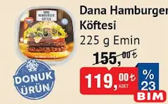 EMİN DANA HAMBURGER KÖFTESİ 225 G fiyat ve kampanya bilgisi